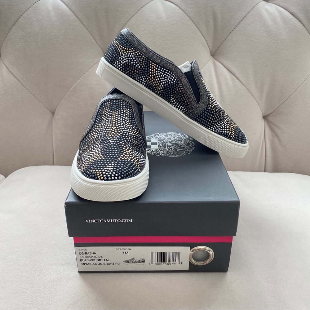 Vince Camuto Studded Canvas Slides